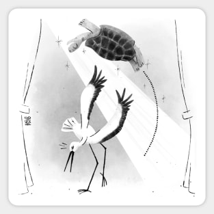 Stork and turtle dancing salsa trick Sticker